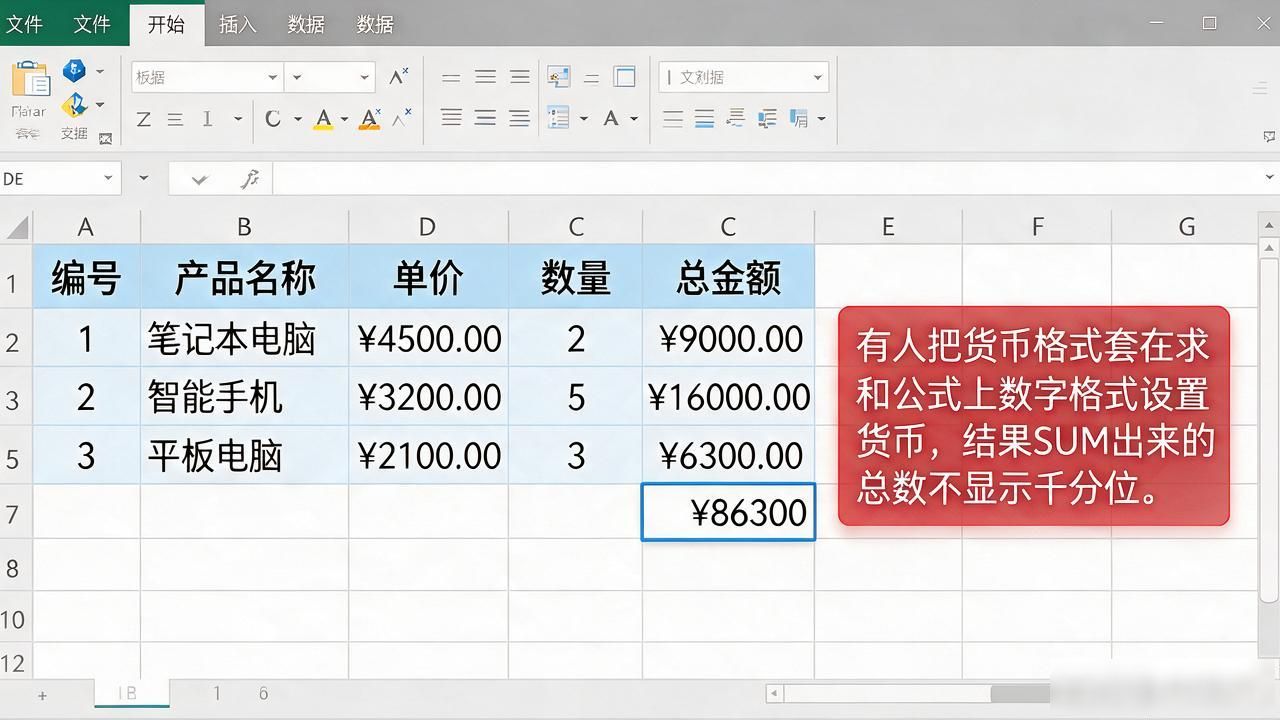 设置货币格式_Excel_负数显示_数字格式设置货币